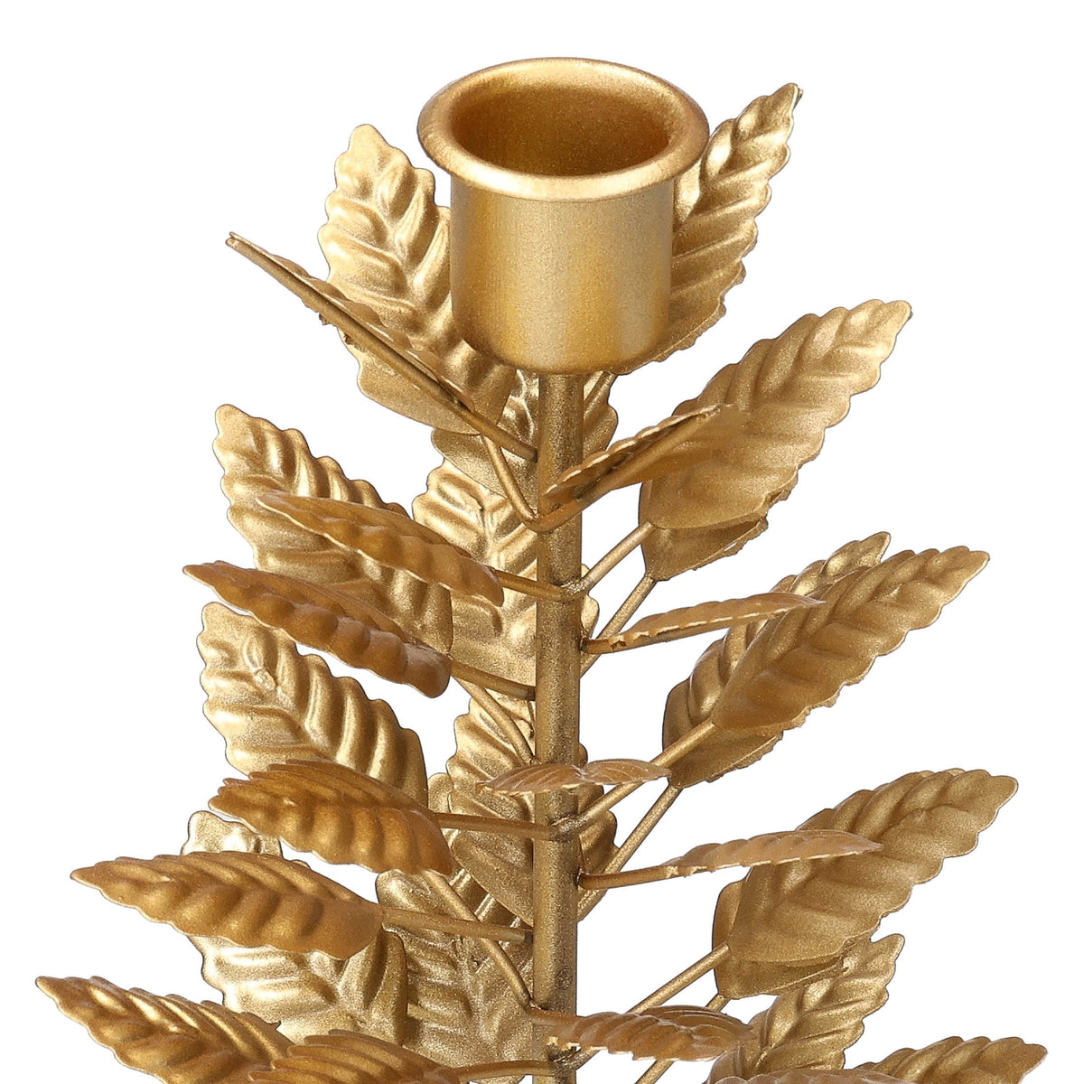 Medium Gold Leaf Metal Christmas Taper Candle Holder, 8", by Holiday Time