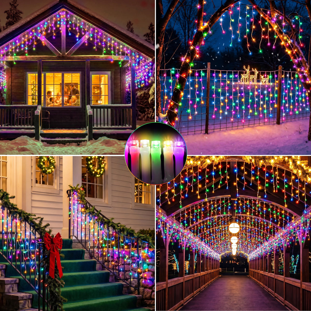 Scidweet Christmas Icicle String Lights, 33ft 400 LED Fairy Twinkle Lights 8 Modes Plug in Light for Holiday Wedding Party Home Indoor Outdoor Decoration, Cool White
