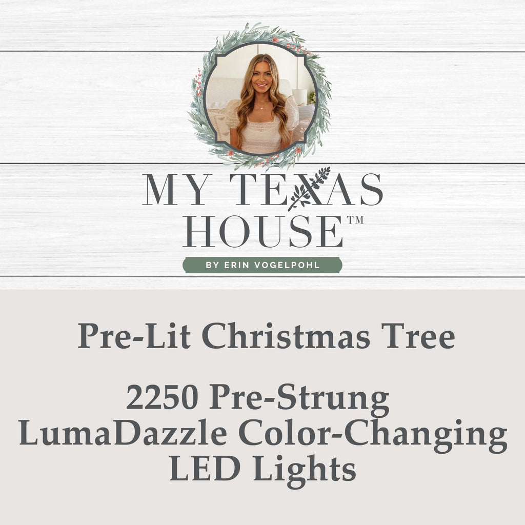My Texas House 9' Pre-Lit Grand Spruce Green Artificial Christmas Tree with LumaDazzle Color-Changing Twinkle LED Lights, Quick Set, and Stand