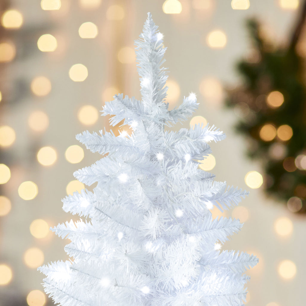 VEIKOUS 6.5ft Pre-lit Pencil Christmas Tree Slim w/250 LED Lights & Metal Stand, Green