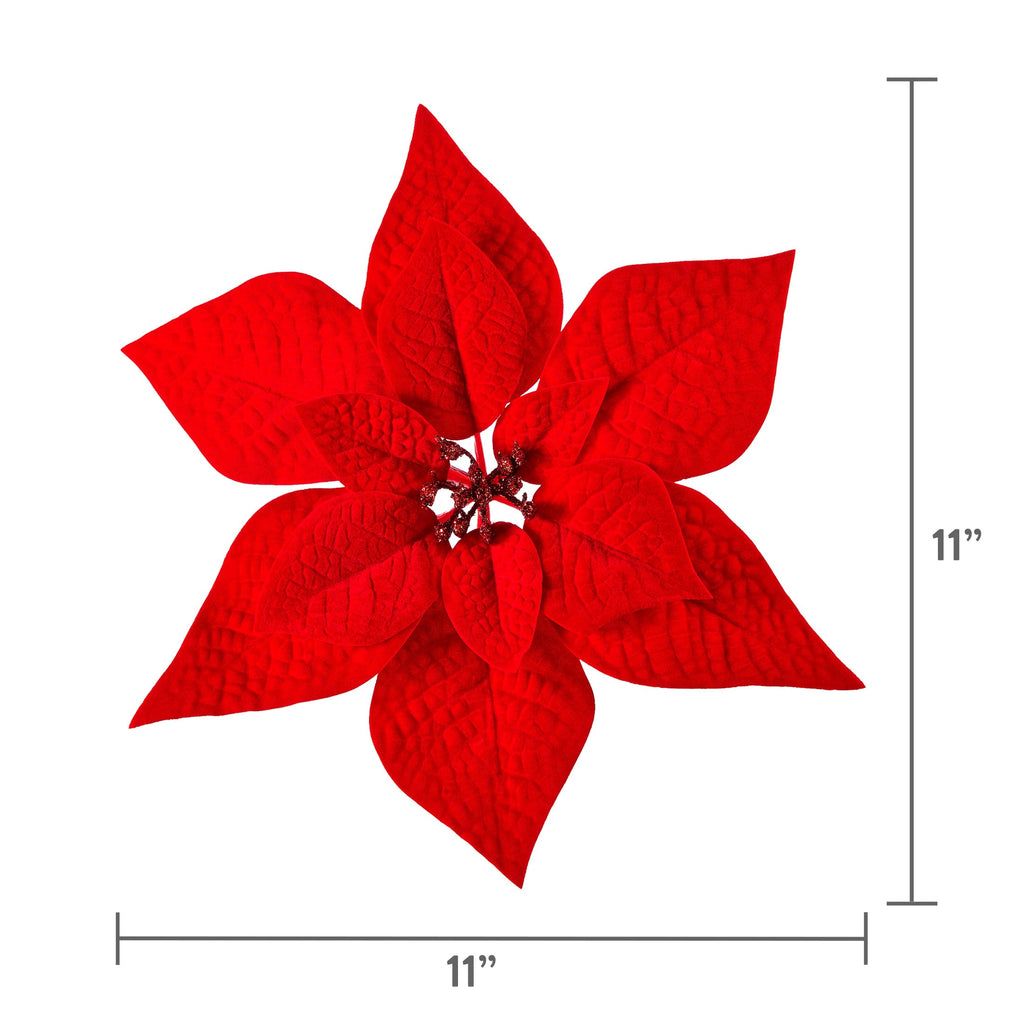Red Velvet Poinsettia Christmas Clip Ornament, 11", by Holiday Time