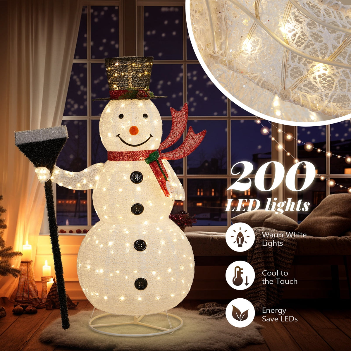 UBesGoo 5ft Lighted Snowman,Pop-Up Design Christmas Outdoor Decor Holiday Decoration