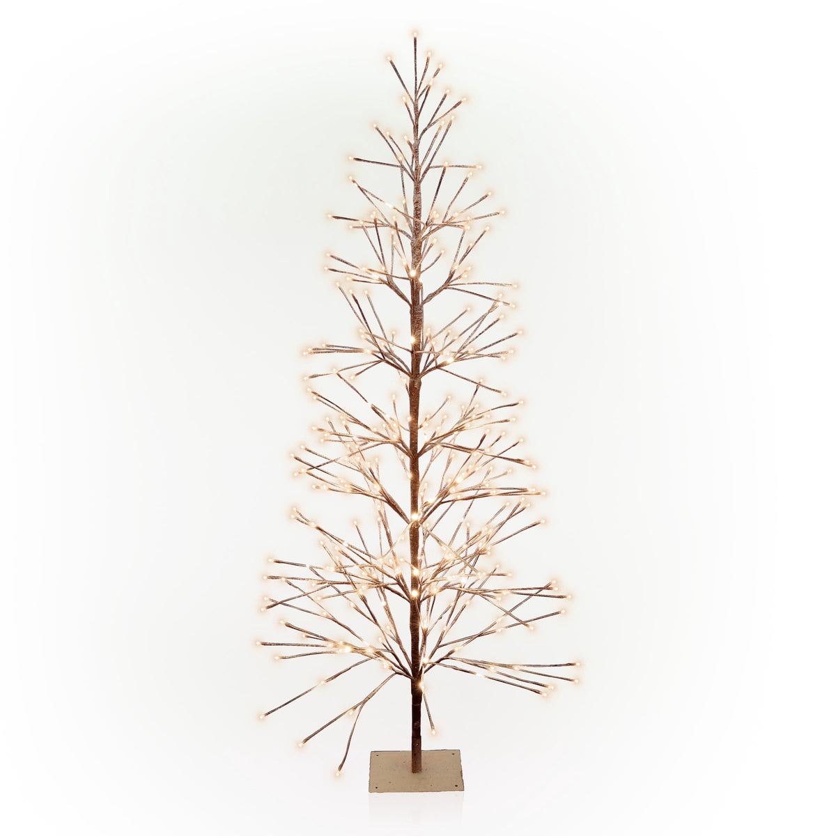 Alpine Corporation 71" High Indoor/Outdoor Artificial Flocked Christmas Tree with LED Lights, Brown