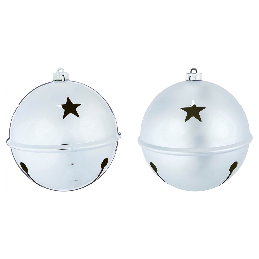 2-Count Silver Jumbo Bell Shatterproof Christmas Ornaments, 8", by Holiday Time