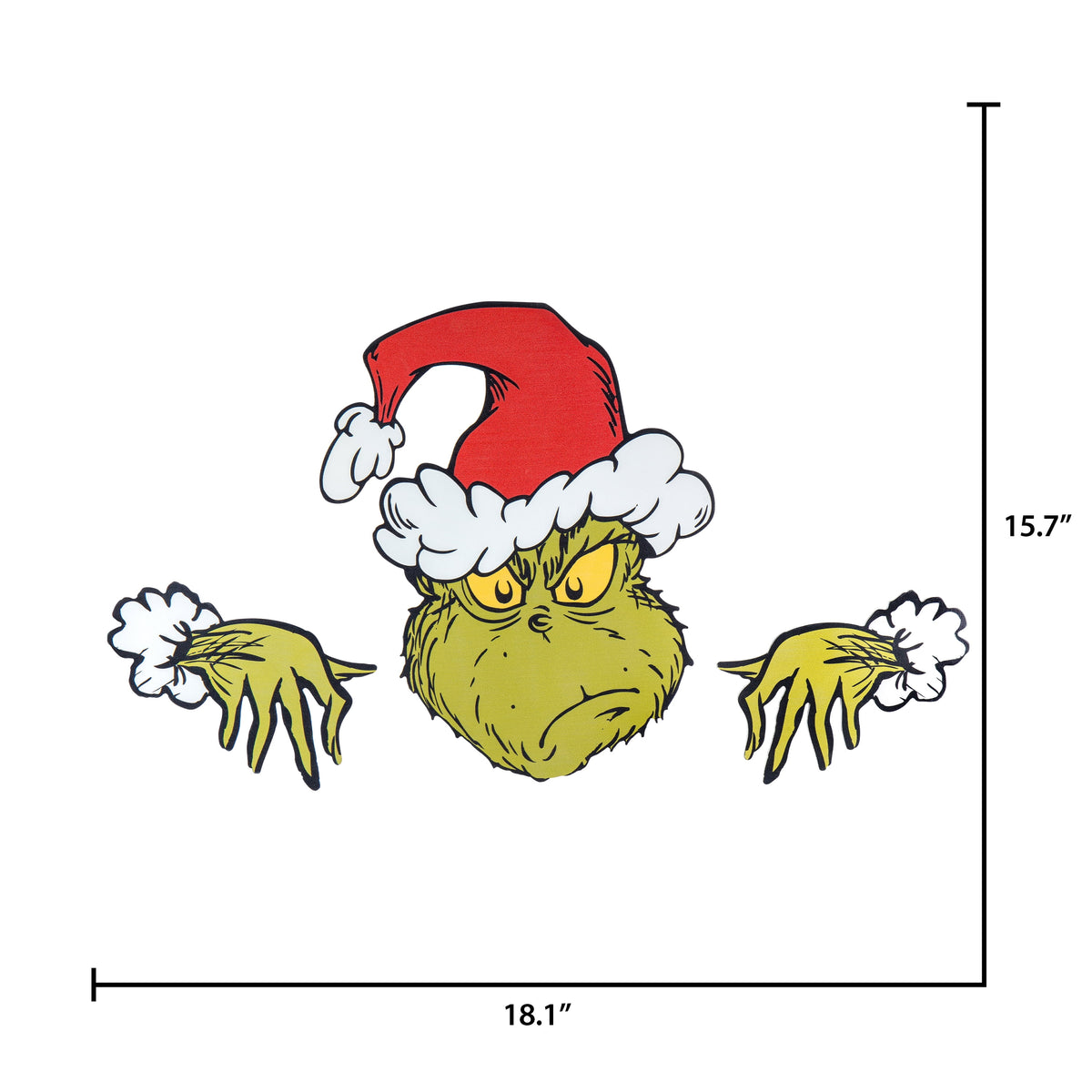 Christmas Festive Fence Sitter Grinch with Santa Hat Outdoor Decor by Dr. Seuss' The Grinch