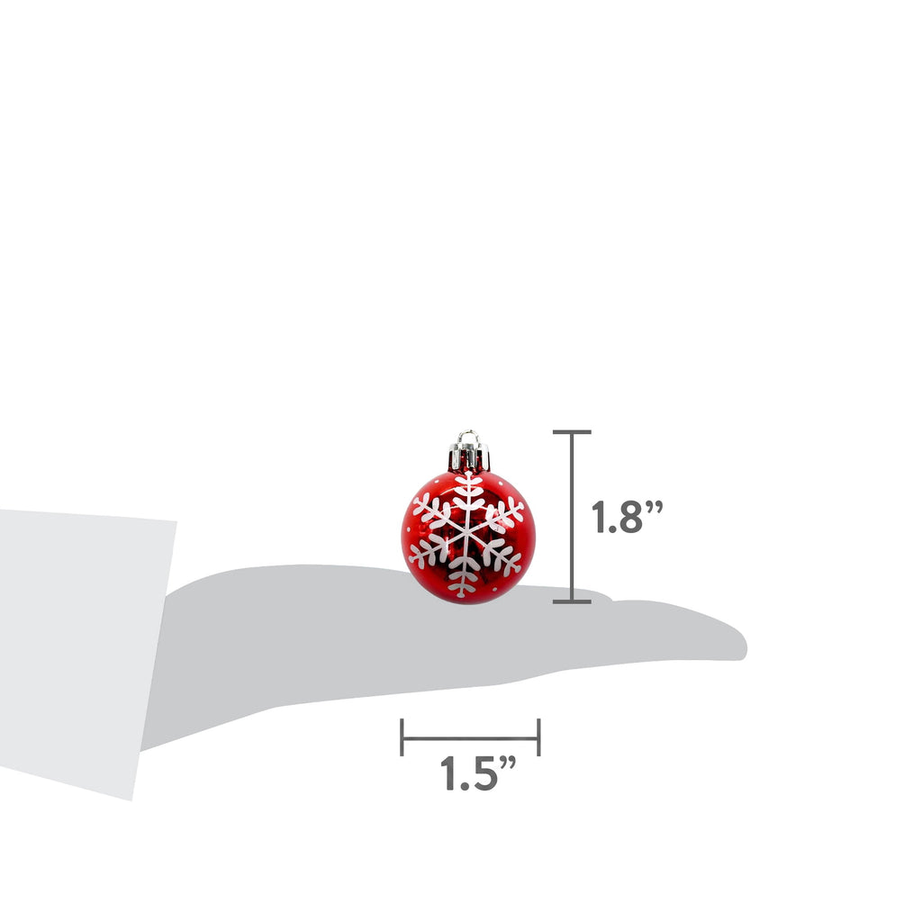 12-Count Red and White Ball Mini Christmas Ornaments, 1.8", by Holiday Time