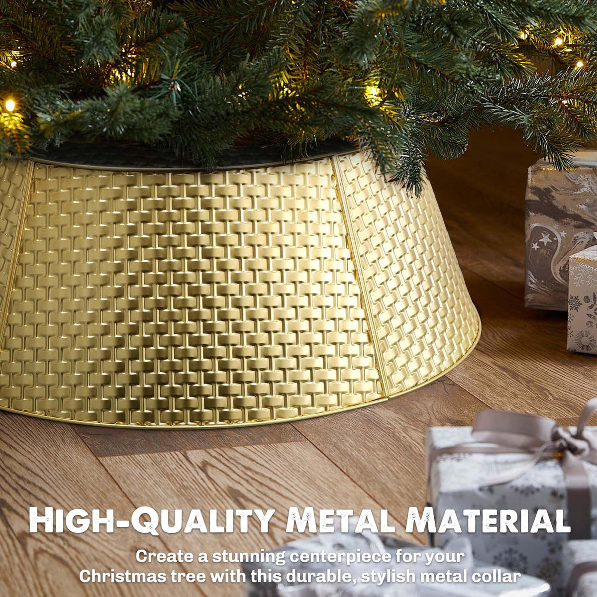 Ayieyill 28 inch Christmas Tree Collar, Christmas Tree Skirt for Christmas Tree Decorations | Metal
