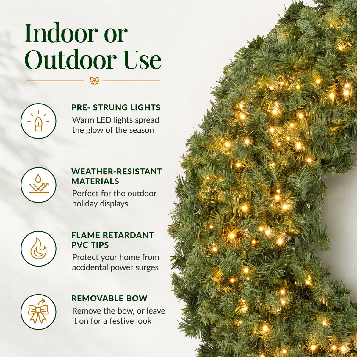 Best Choice Products 48in Artificial Pre-Lit Fir Christmas Wreath Decor w/ Red Bow, 250 LED Lights, 714 Tips, Plug-In