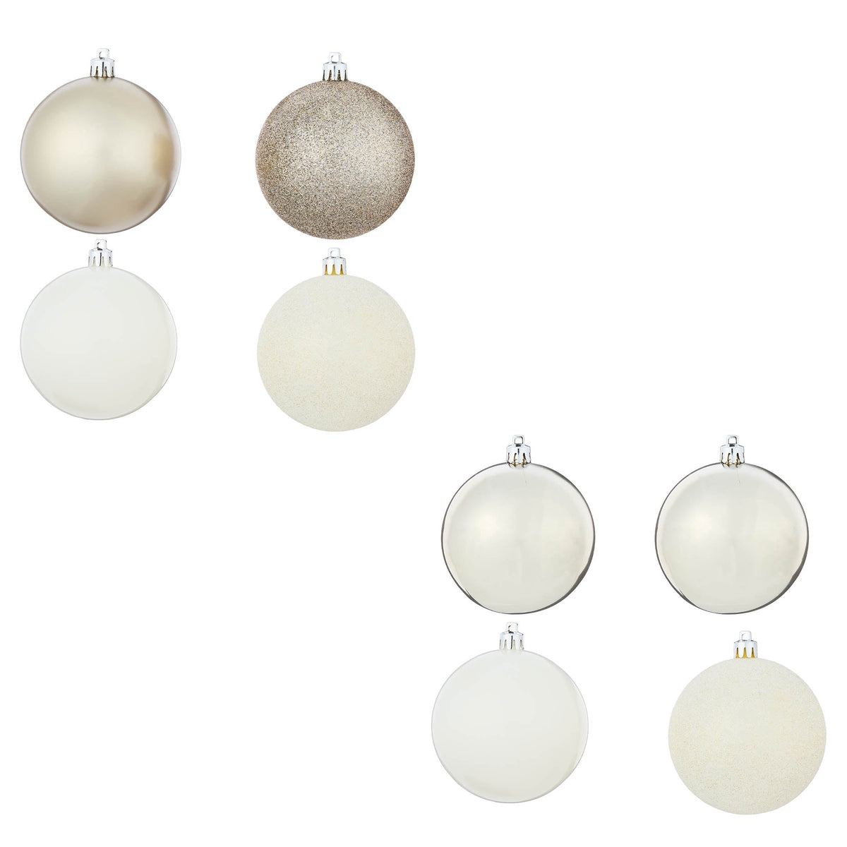 8-Count Champagne and White Ball Shatterproof Christmas Ornaments, 4.5", by Holiday Time