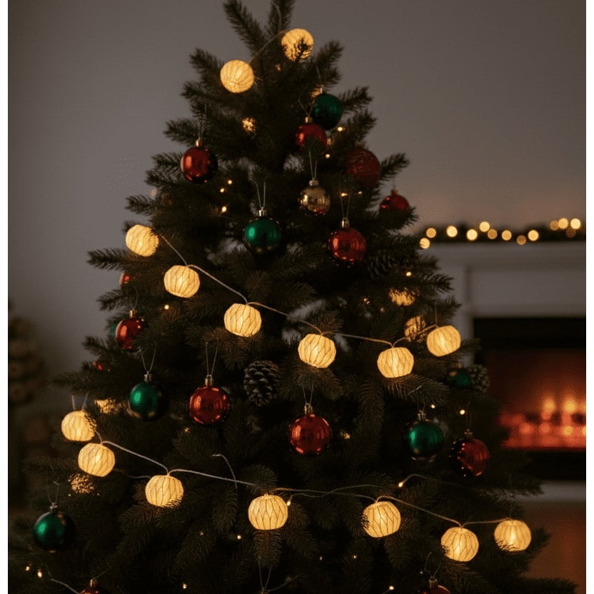 Indoor Battery-Operated LED Paper Ornament Christmas Garland, White, 8.2', by Holiday Time