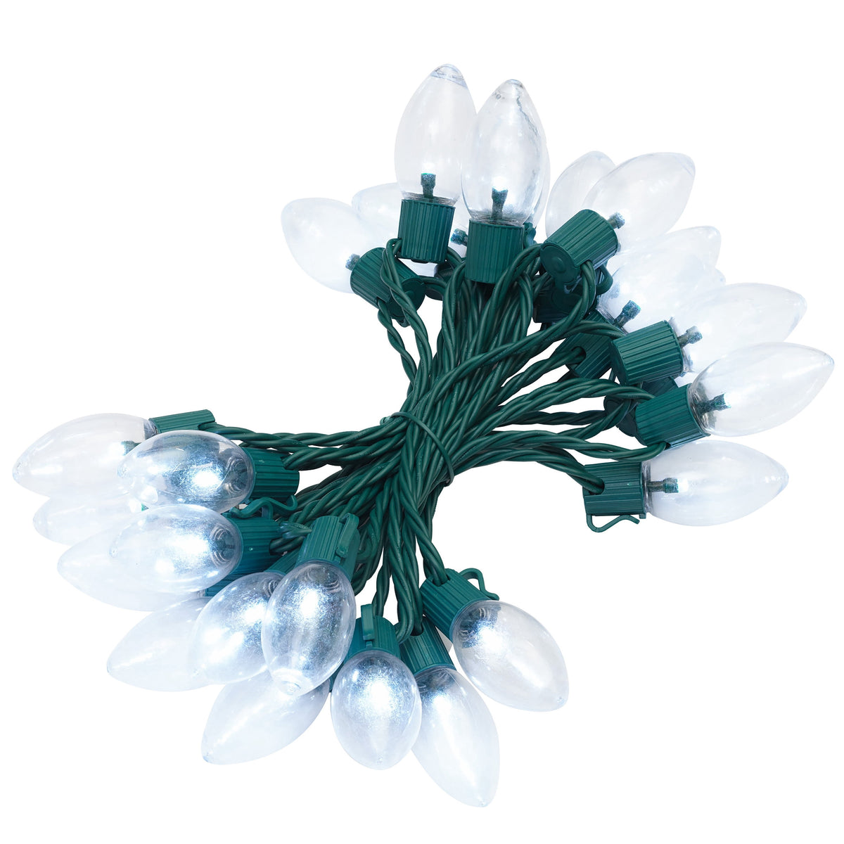 Indoor/Outdoor 25-Count LED Ultra Bright C9 Christmas String Lights, Warm White, Green Wire, 14', by Holiday Time