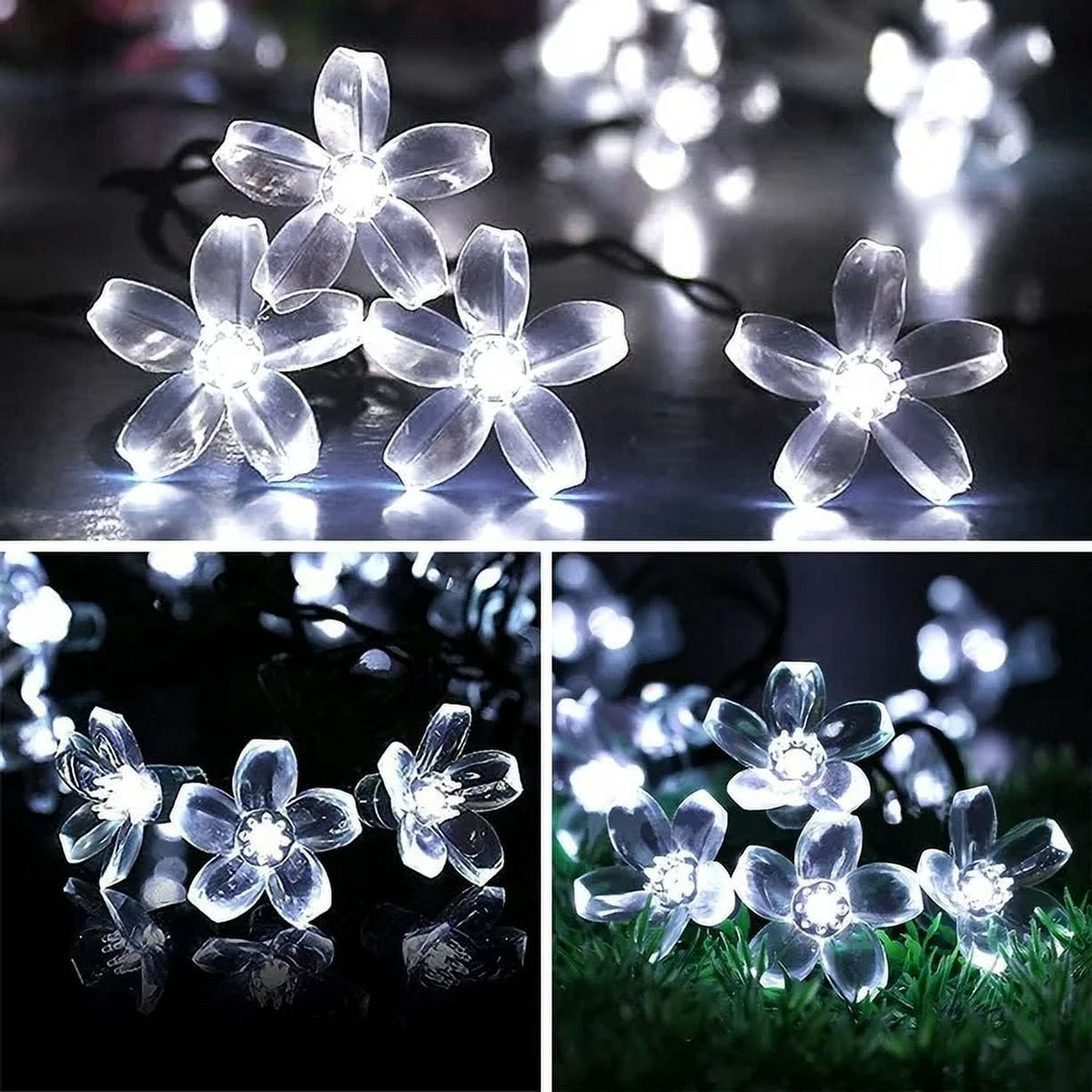 Solar Flower String Lights, Cherry Blossoms Solar Fairy Light,23ft 50 LED Outdoor Waterproof String Lights for Christmas Tree, Home, Garden, Wedding, Patio, Party Decorations(pink)