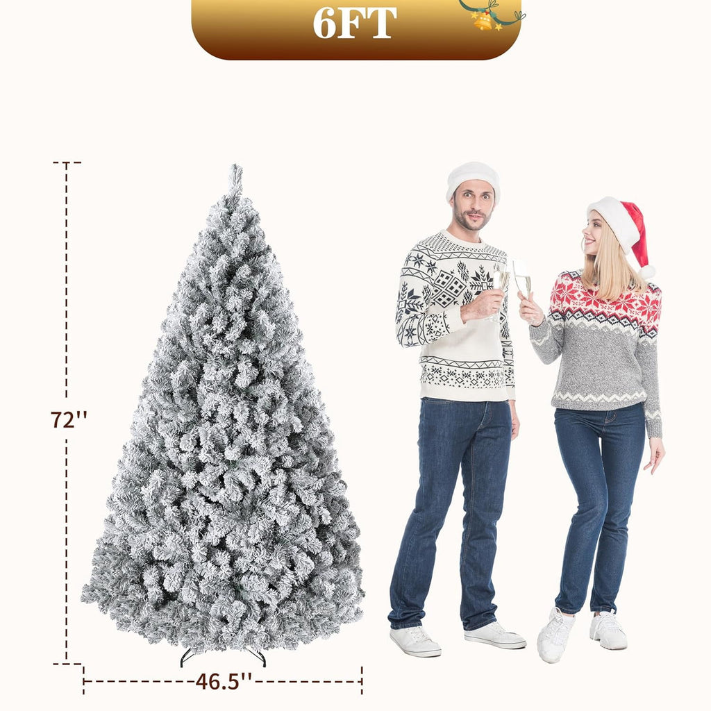 9FT Premium Spruce Artificial Christmas Tree, Pre-Lit with Realistic Hinged Branches, Heavy-Duty Foldable Metal Stand for Home, Office & Large Space Holiday Display