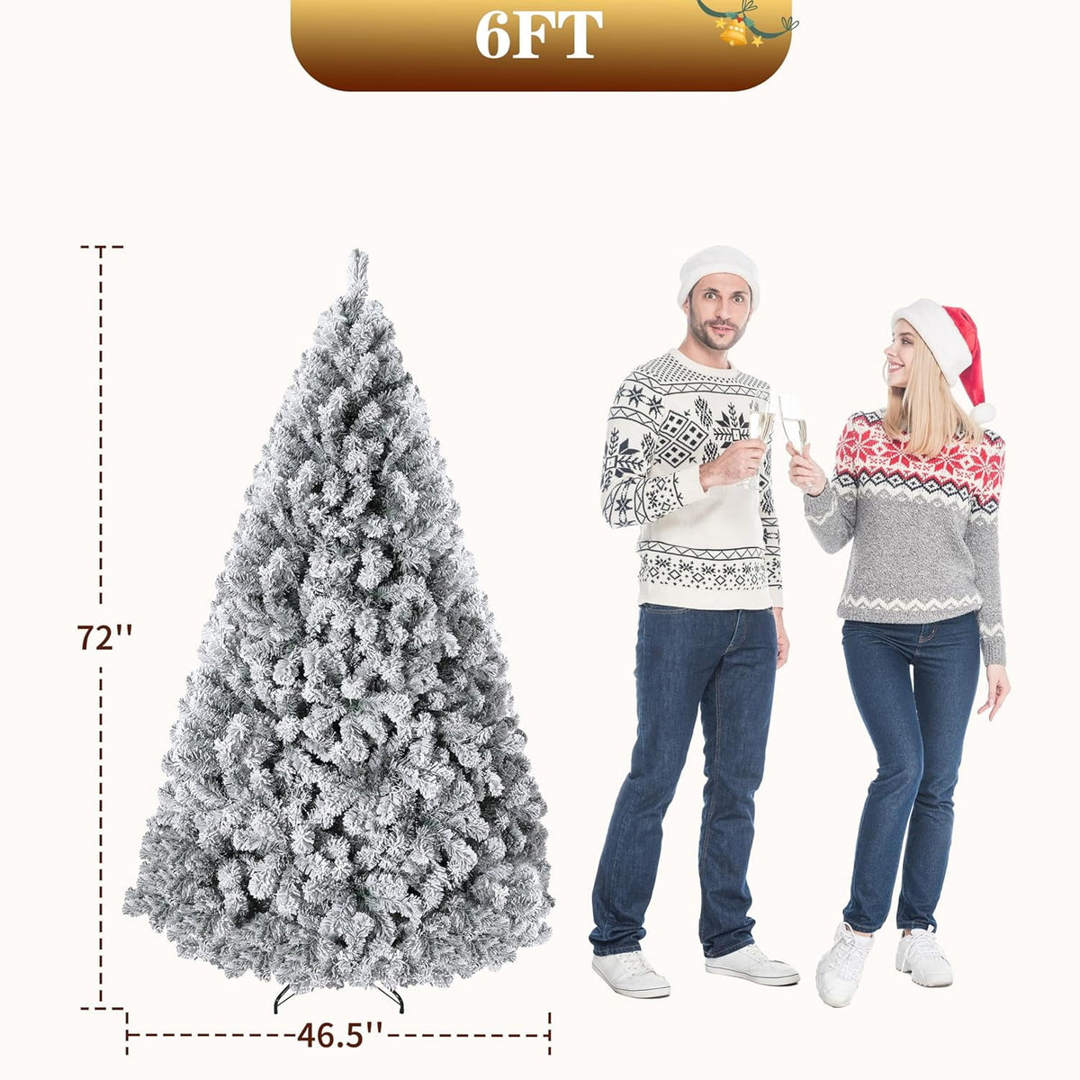 9FT Premium Spruce Artificial Christmas Tree, Pre-Lit with Realistic Hinged Branches, Heavy-Duty Foldable Metal Stand for Home, Office & Large Space Holiday Display