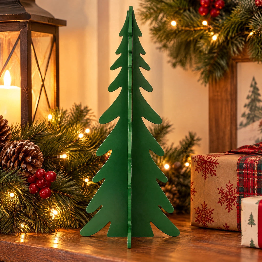 Wooden Slotted Tree Christmas Decoration, Green, 22", by Holiday Time