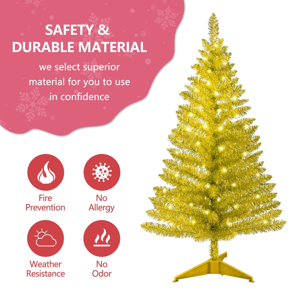 Mayhihi 4FT White Small Christmas Tree with Lights, Artificial Xmas Trees for Home Office
