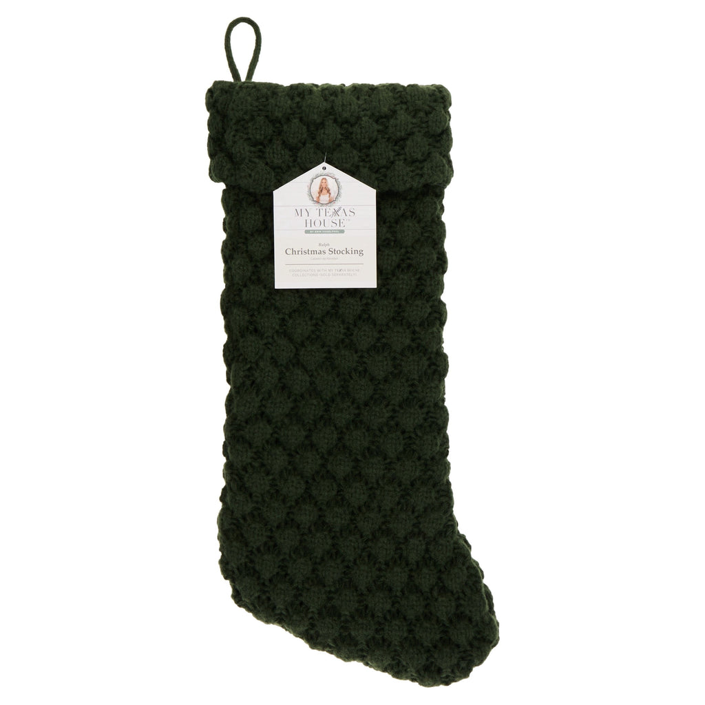 My Texas House Textured Knit Ralph Christmas Stocking, Green, 20"