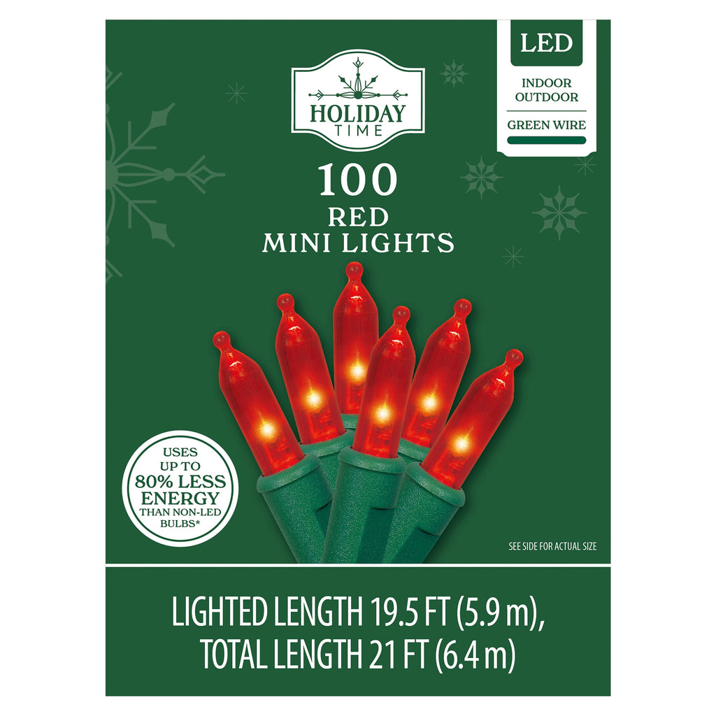 Indoor/Outdoor 100-Count LED Mini Christmas String Lights, Warm White, Green Wire, 19.5', by Holiday Time