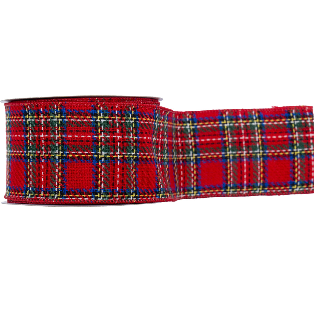 My Texas House Red Plaid Christmas Ribbon, 2.5" x 15'