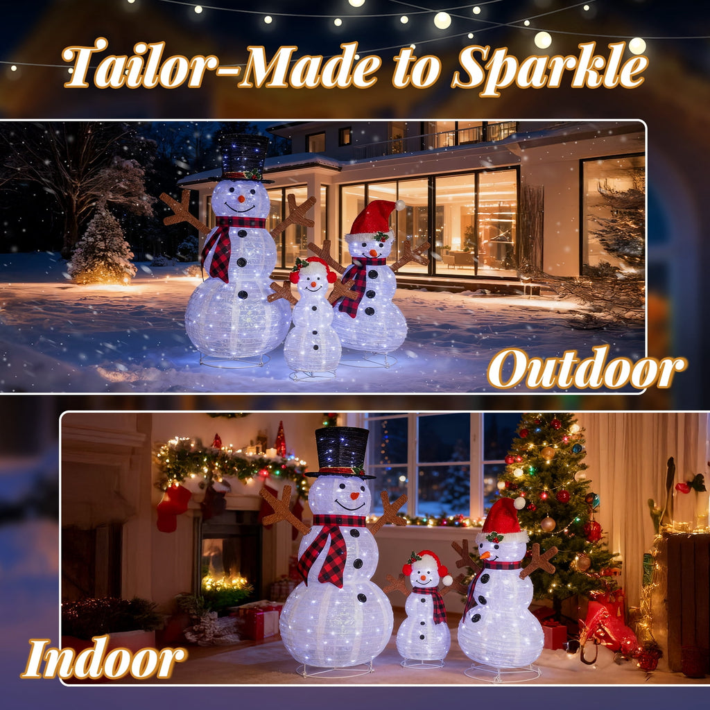 Ktaxon Lighted Christmas 4ft Snowman Family Set Outdoor Yard Decoration LED Lights