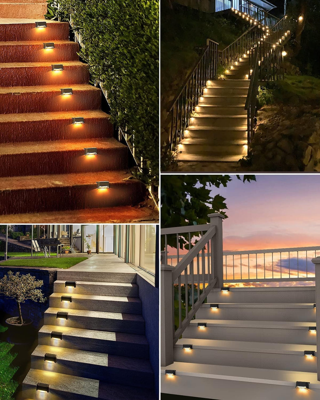 SZRSTH Solar Outdoor Lights Waterproof 16PCS LED Solar Step Deck Lights Decor for Stairs Fence Yard Patio Pathway -Warm White