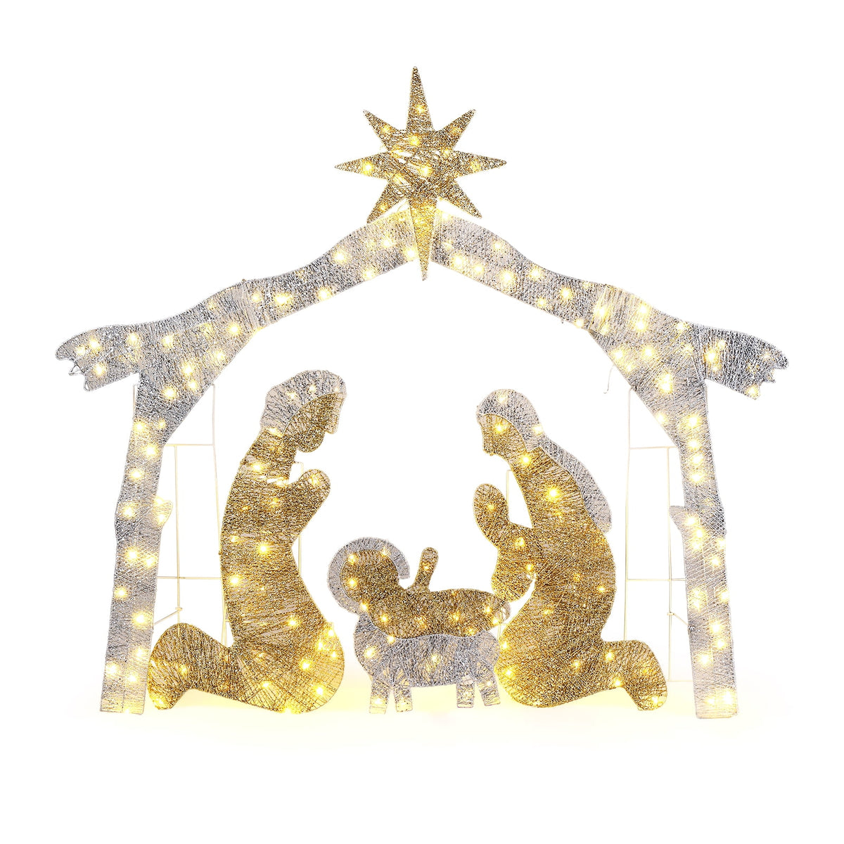 Ktaxon 6ft Christmas Lighted Nativity Scene Holy Family Christmas Outdoor Decor,with 190LED Lights