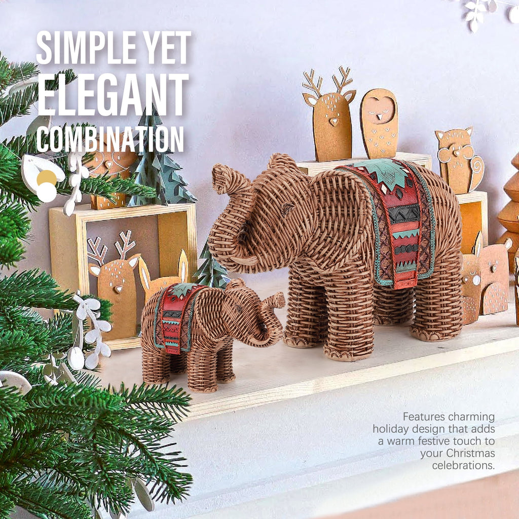 Ayieyill 5PCS Tree and Reindeer Decoration, Christmas Tree Reindeer Figurines, Christmas Decortion Indoor (Rose Gold)