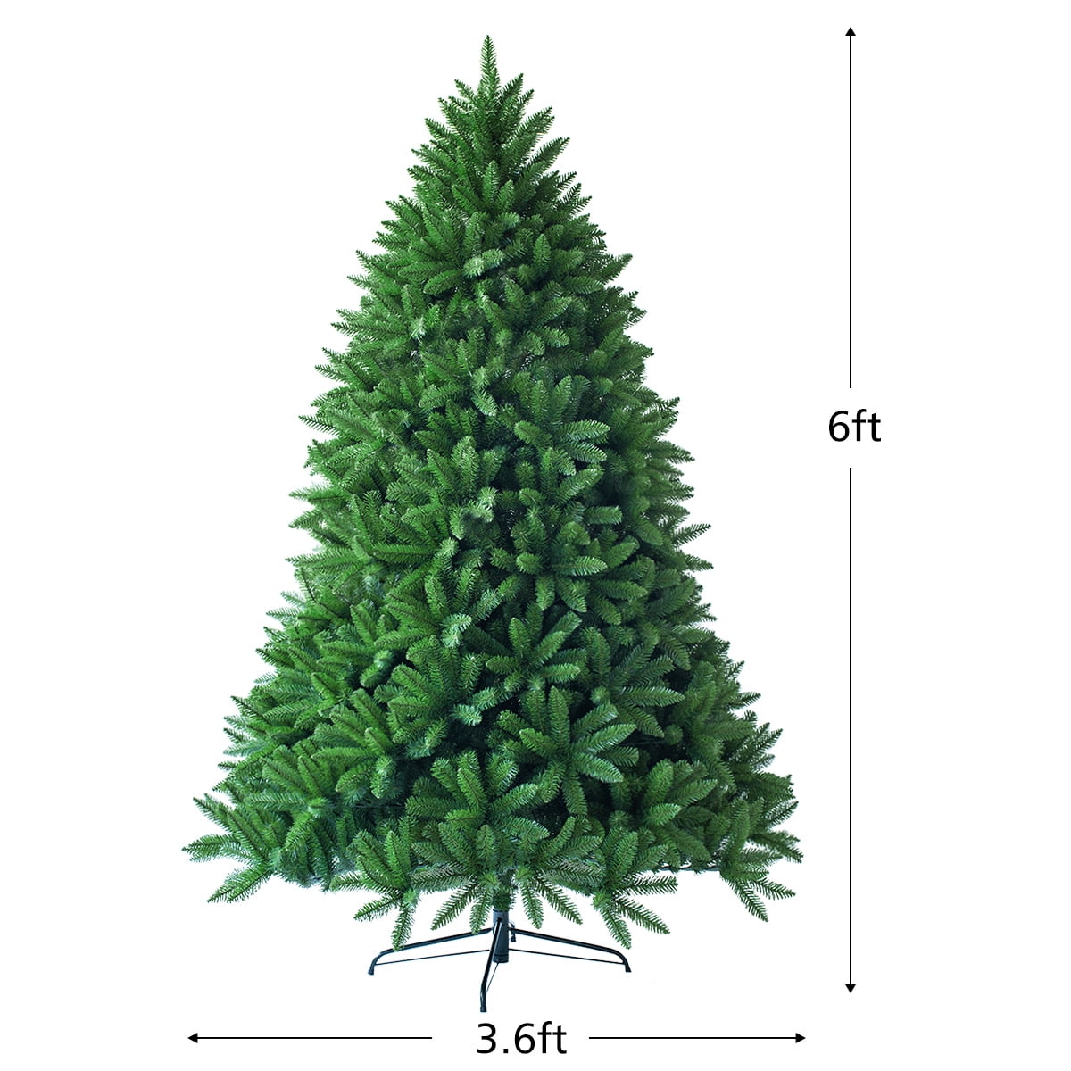 Gymax 6ft Artificial Christmas Fir Tree w/ 1250 Premium Hinged Branch Tips
