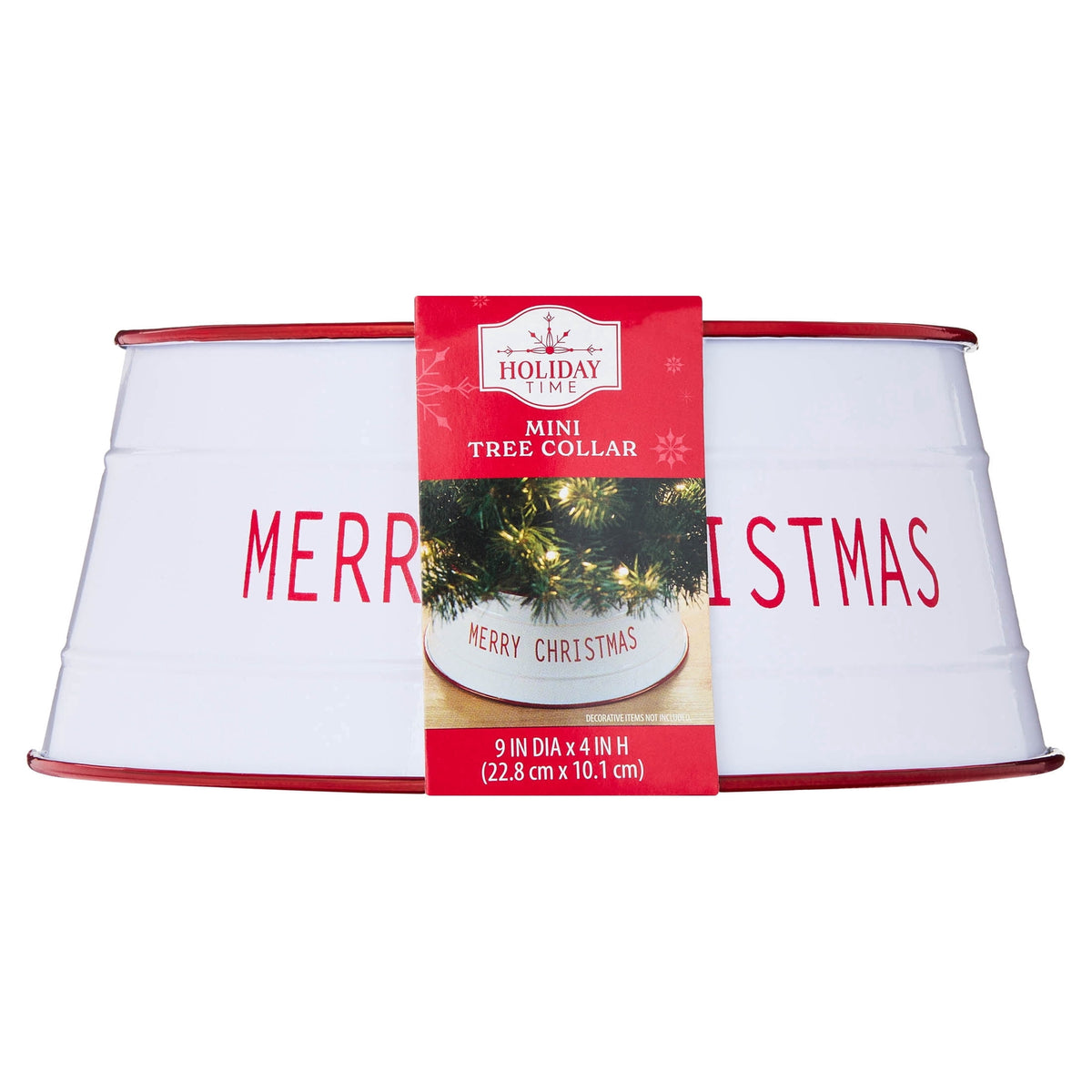 Metal Mini Christmas Tree Collar, Red and White, 9", by Holiday Time