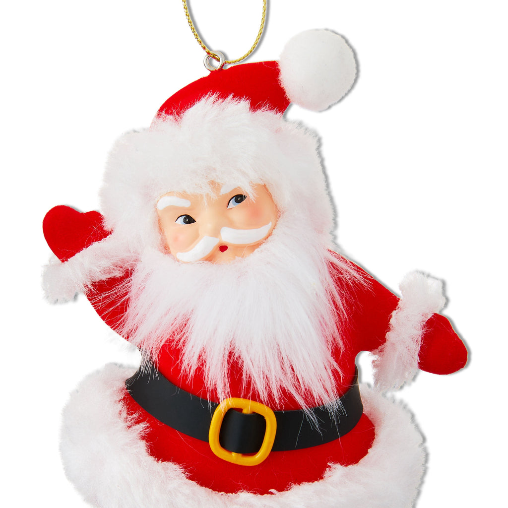Mr. Christmas 5-inch Flocked Dancing Santa Ornament, Red