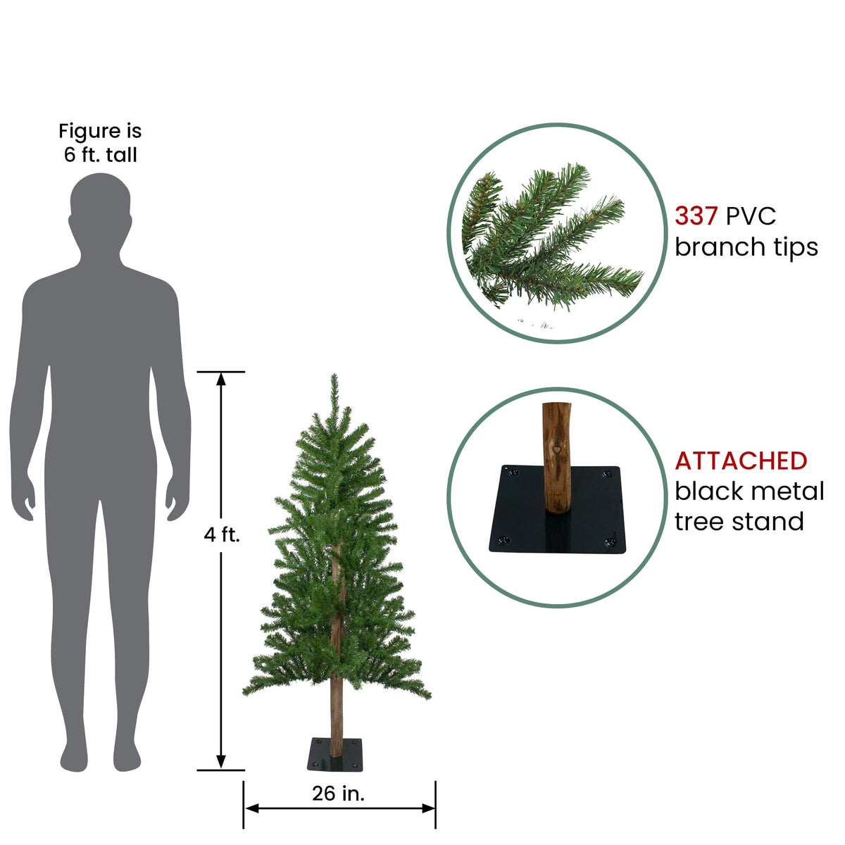 Northlight 4' Alpine Artificial Christmas Tree - Unlit