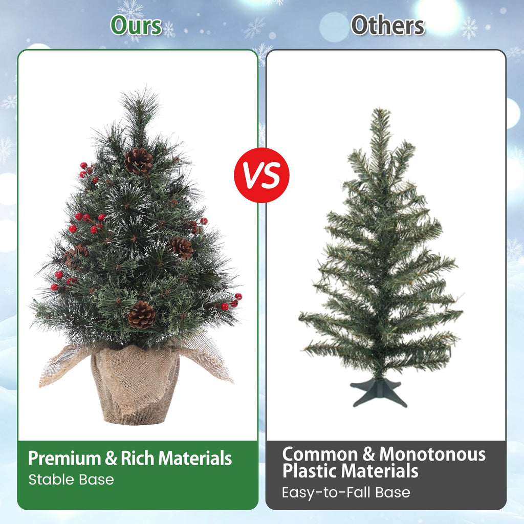 Huisuilinss Artificial Mini Christmas Tree,3FT Pre-Lit Christmas Tree,Tabletop Christmas Tree With Led Lights,Battery Powered Xmas Decoration For Fireplace Office Home Decor Indoor