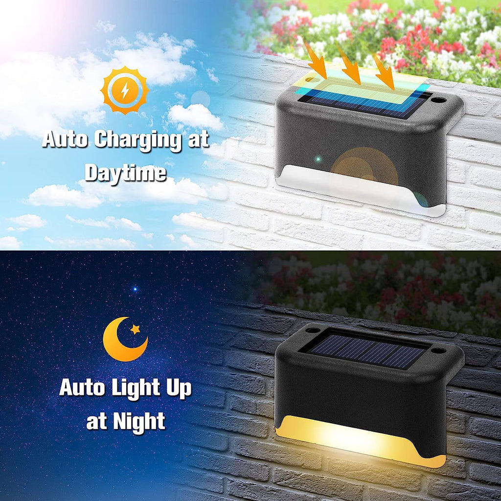 SZRSTH Solar Outdoor Lights Waterproof 16PCS LED Solar Step Deck Lights Decor for Stairs Fence Yard Patio Pathway -Warm White