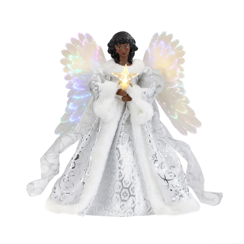 Mr. Christmas 12 in. Fiber-Optic Animated Tree Topper - Black Angel