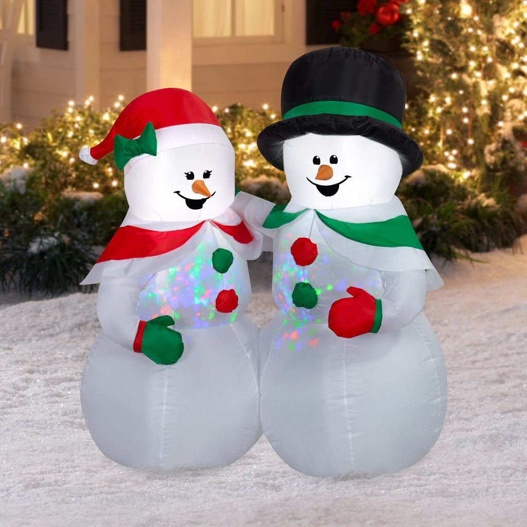 Multicolor Light Show Snow Couple Christmas Airblown Yard Inflatable, 4', by Holiday Time