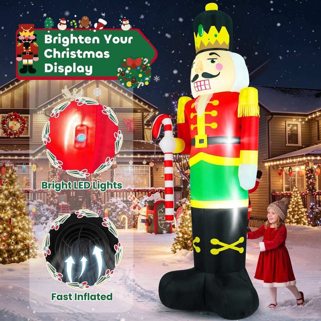 Yexmas 8FT Christmas Inflatable Nutcracker Soldier Blow Up Yard Decor with LED Light for Outdoor Christmas Party ,Garden and Lawn