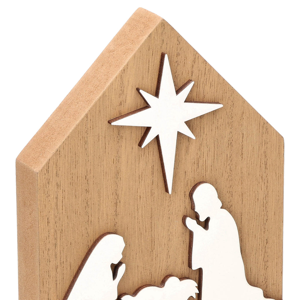White and Brown Wood Nativity Scene Christmas Decoration, 7", by Holiday Time