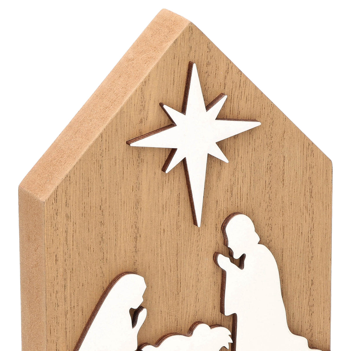 White and Brown Wood Nativity Scene Christmas Decoration, 7", by Holiday Time