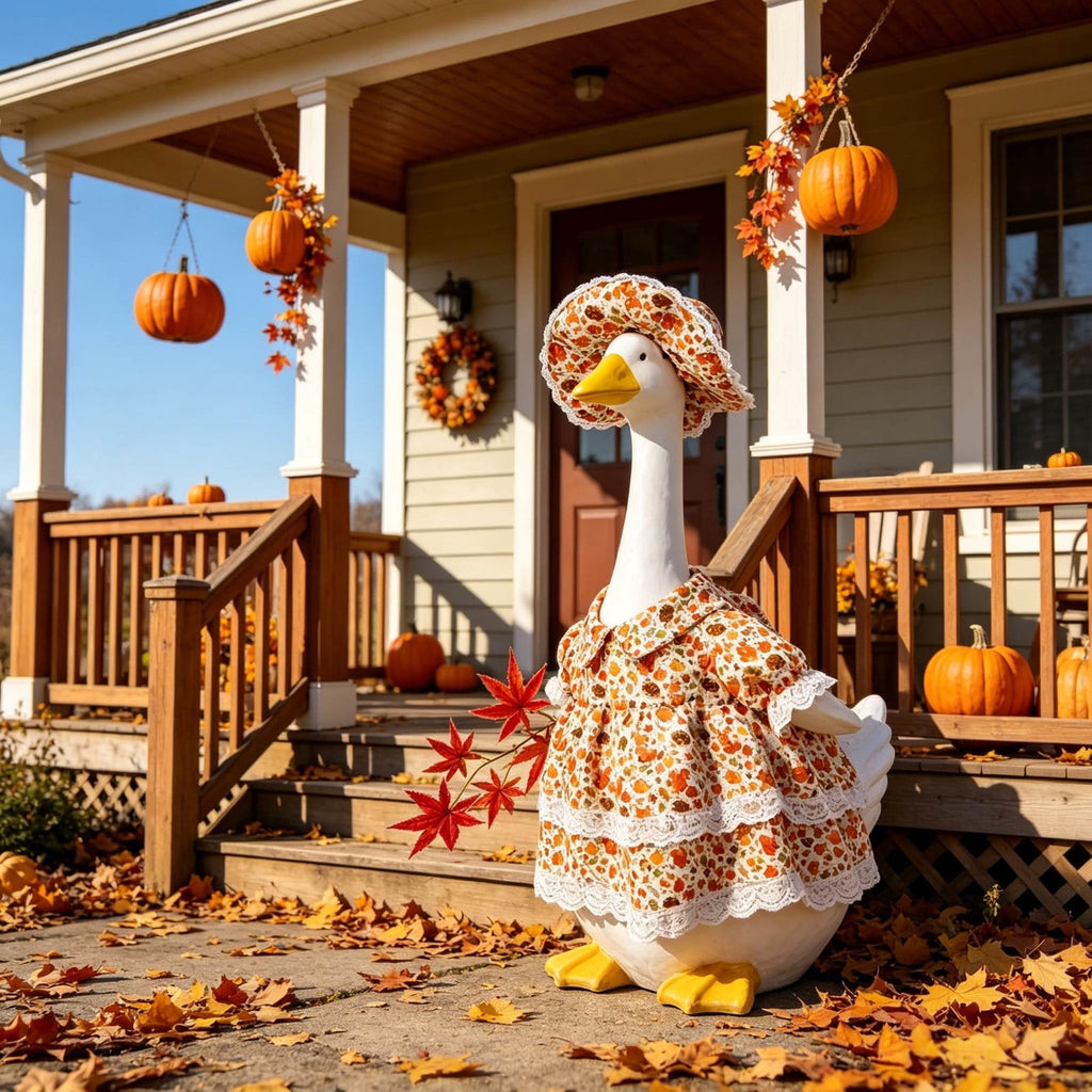 Lzobxe Porch Goose Clothes, Casual Style Lawn Yard Garden Decor for 23" High Cement or Plastic Geese, Goose Costume for All Season and Occasiona