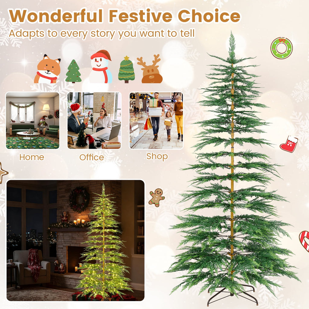 Costway 6.5 FT Pre-Lit Cypress Christmas Tree Hinged with 470 PE Branch Tips Timer & 430 Lights