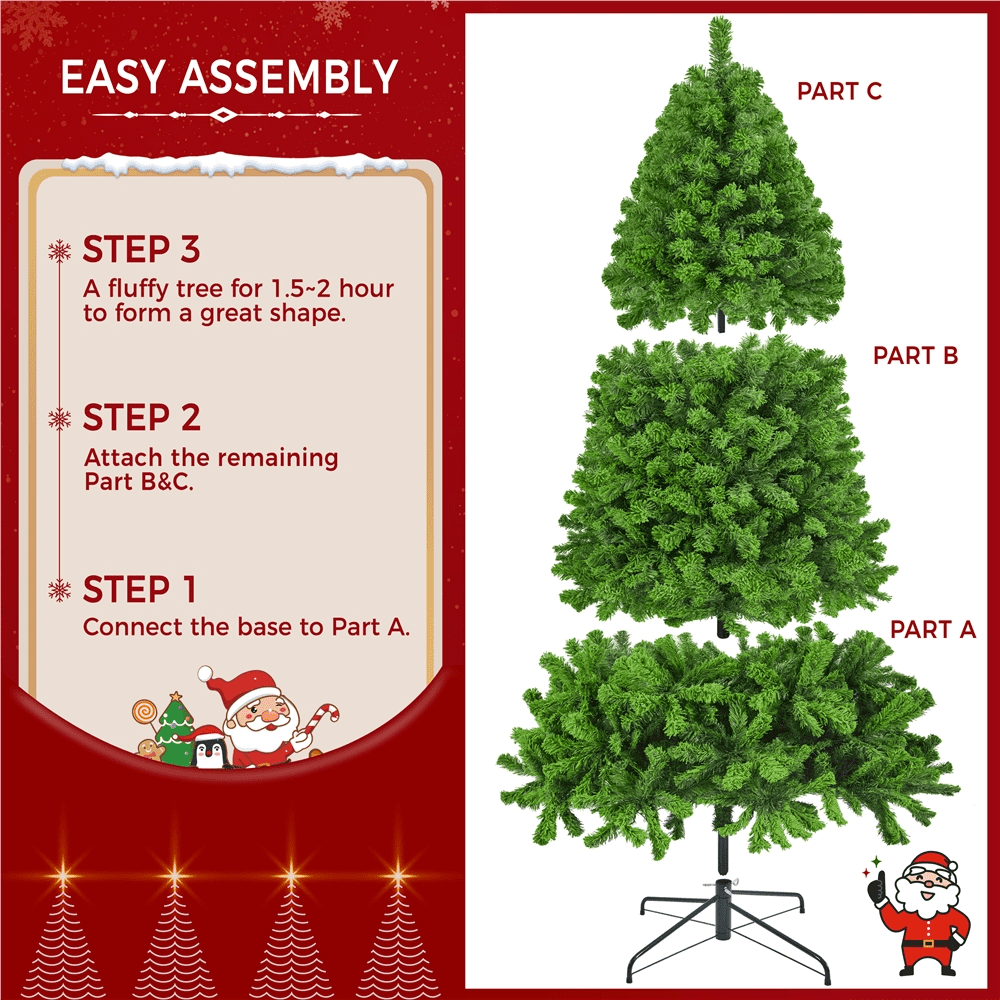 Alden Design 7.5 ft Pre-Lit Flocked Christmas Tree with Warm Lights, Frosted White