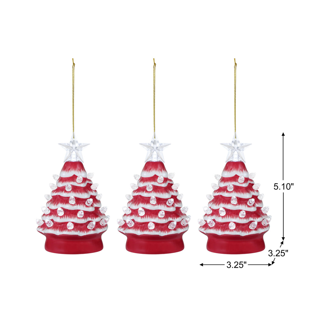 Mr. Christmas Nostalgic Ceramic Tree Ornaments - Green, Set of 3
