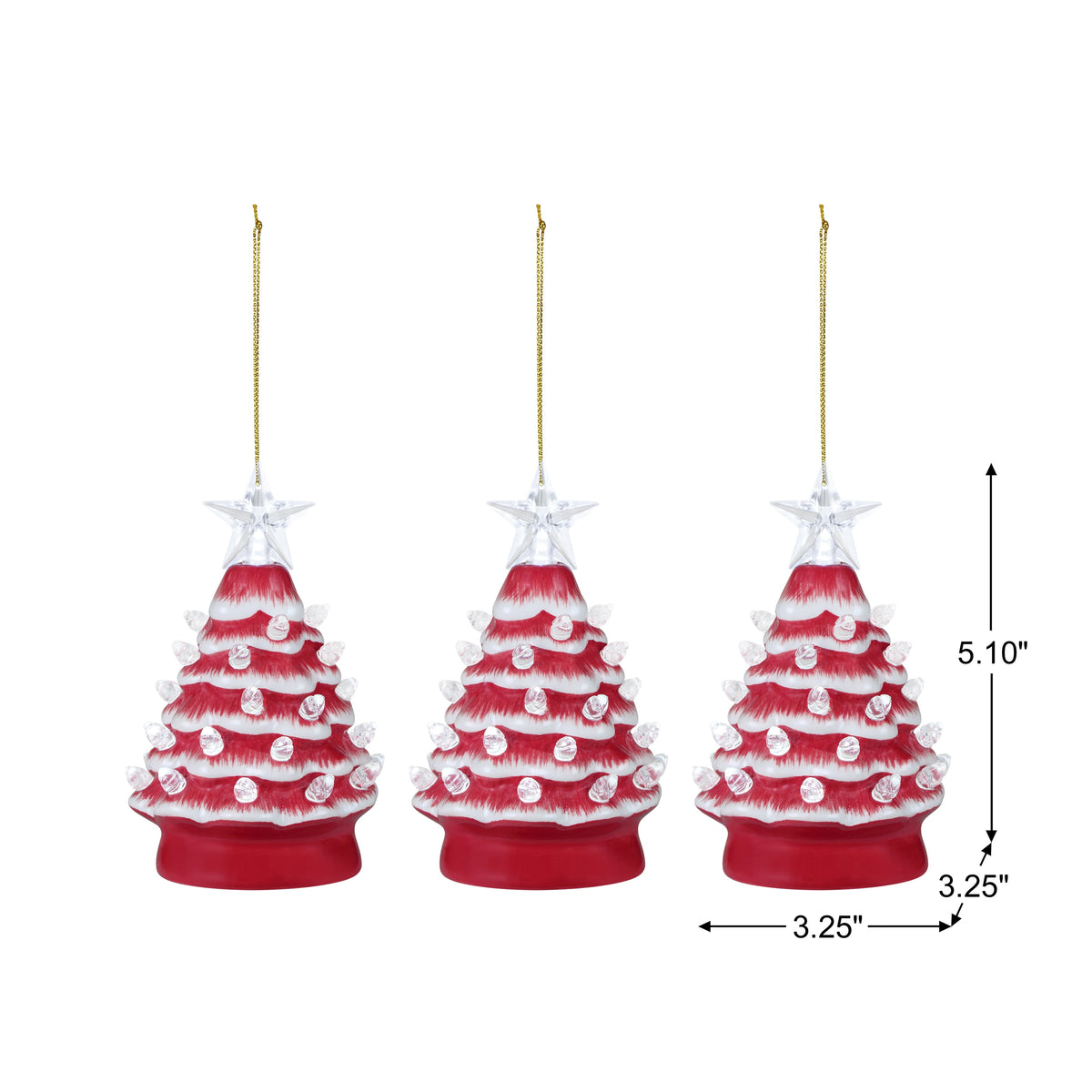 Mr. Christmas Nostalgic Ceramic Tree Ornaments - Green, Set of 3