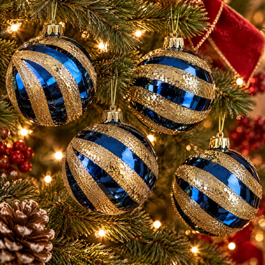 4-Count Champagne and Cream Ball Shatterproof Christmas Ornaments, 6", by Holiday Time