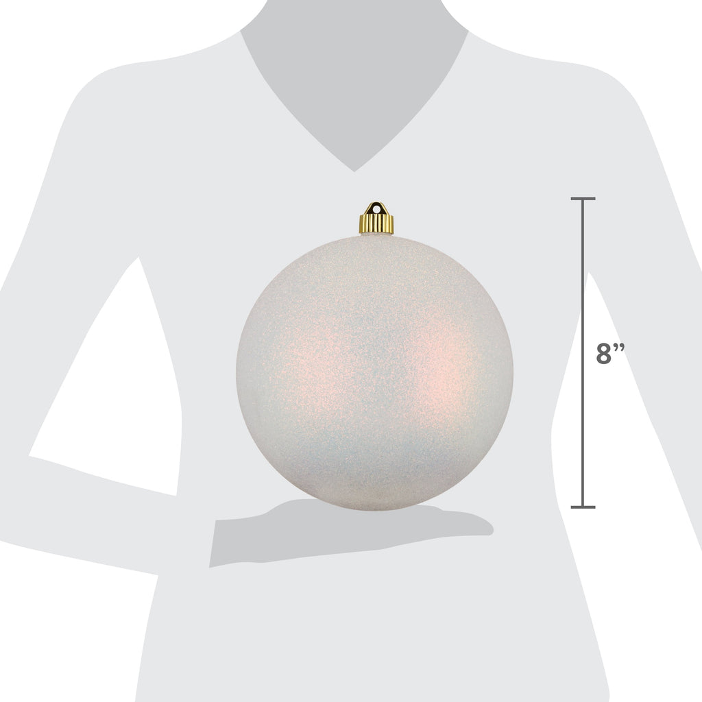 Off White Jumbo Glitter Ball Shatterproof Christmas Ornament, 8", by Holiday Time