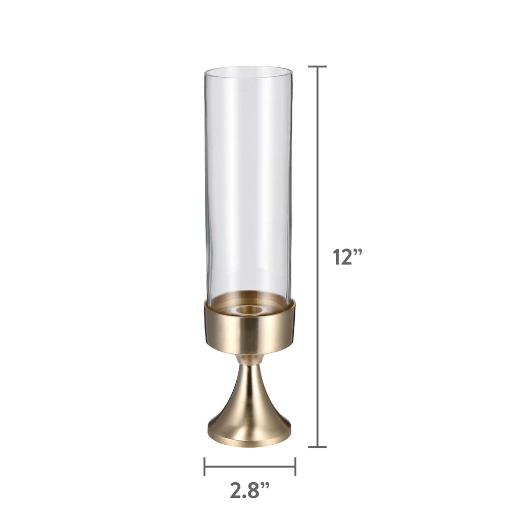 My Texas House Metal and Glass Clear Candle Holder, 12"