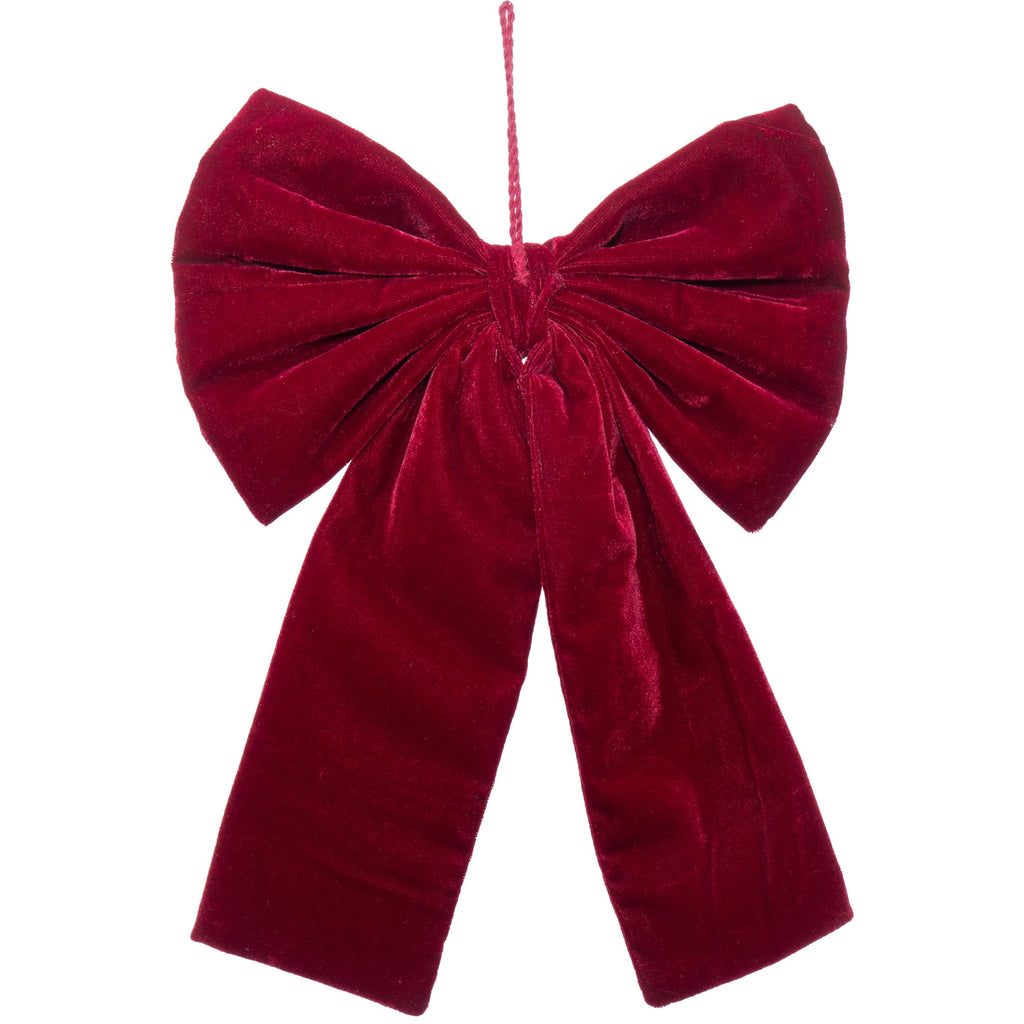 My Texas House Burgundy Beaded Velvet Decorative Christmas Bow, 12"
