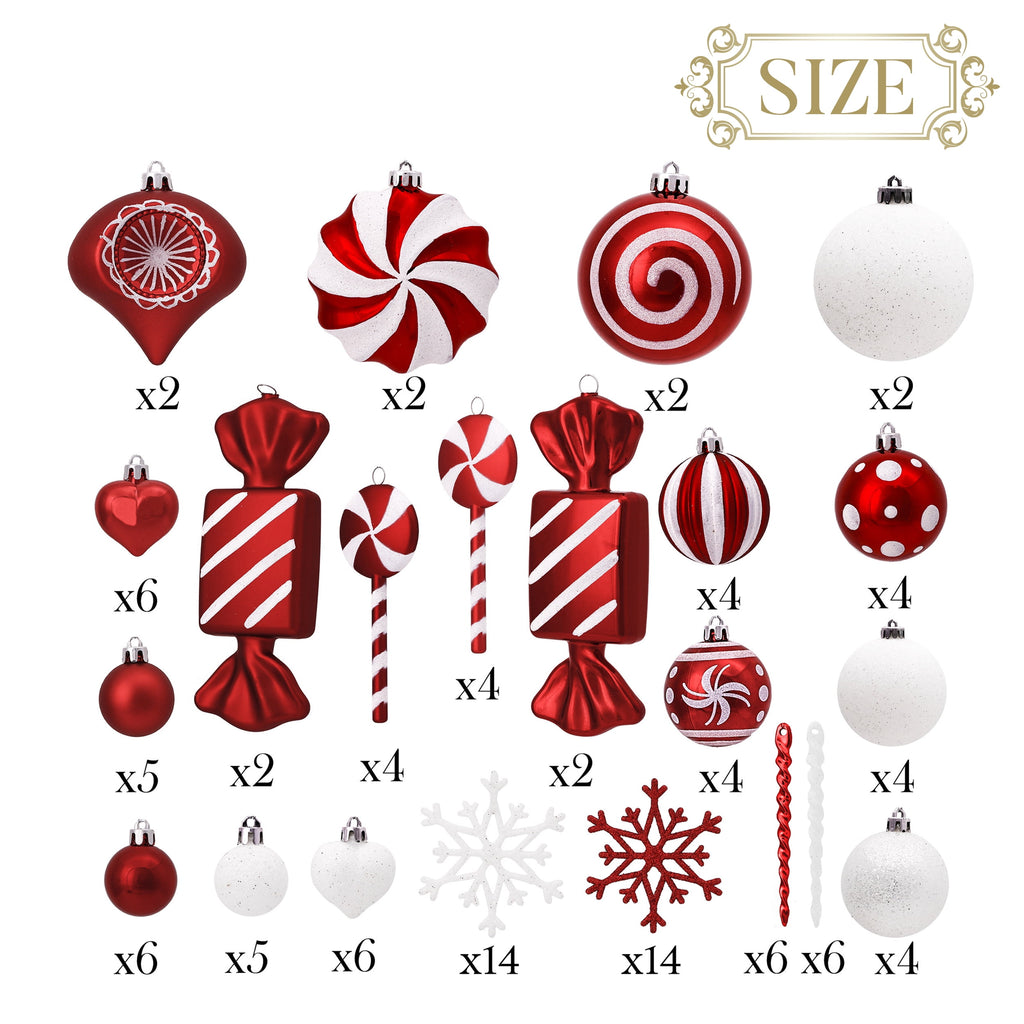 Valery Madelyn 24ct 2.36" Christmas Ball Ornaments, Red White Shatterproof Ornaments for Christmas Party Decor