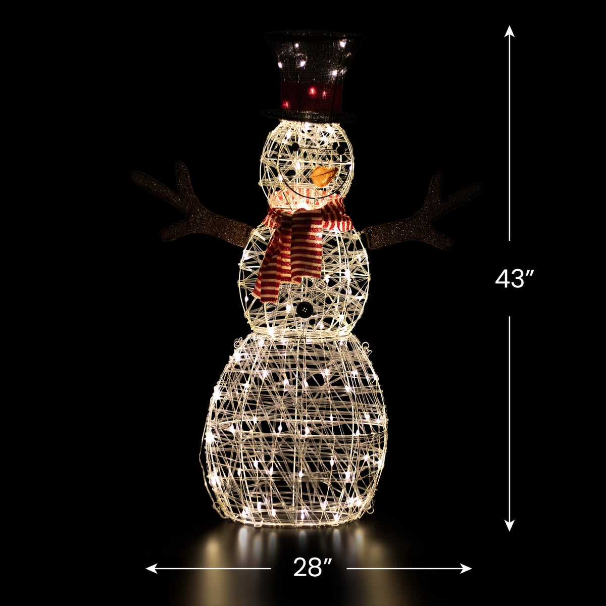 Northlight LED Lighted Snowman with Top Hat and Red Scarf Outdoor Christmas Decoration - 43"