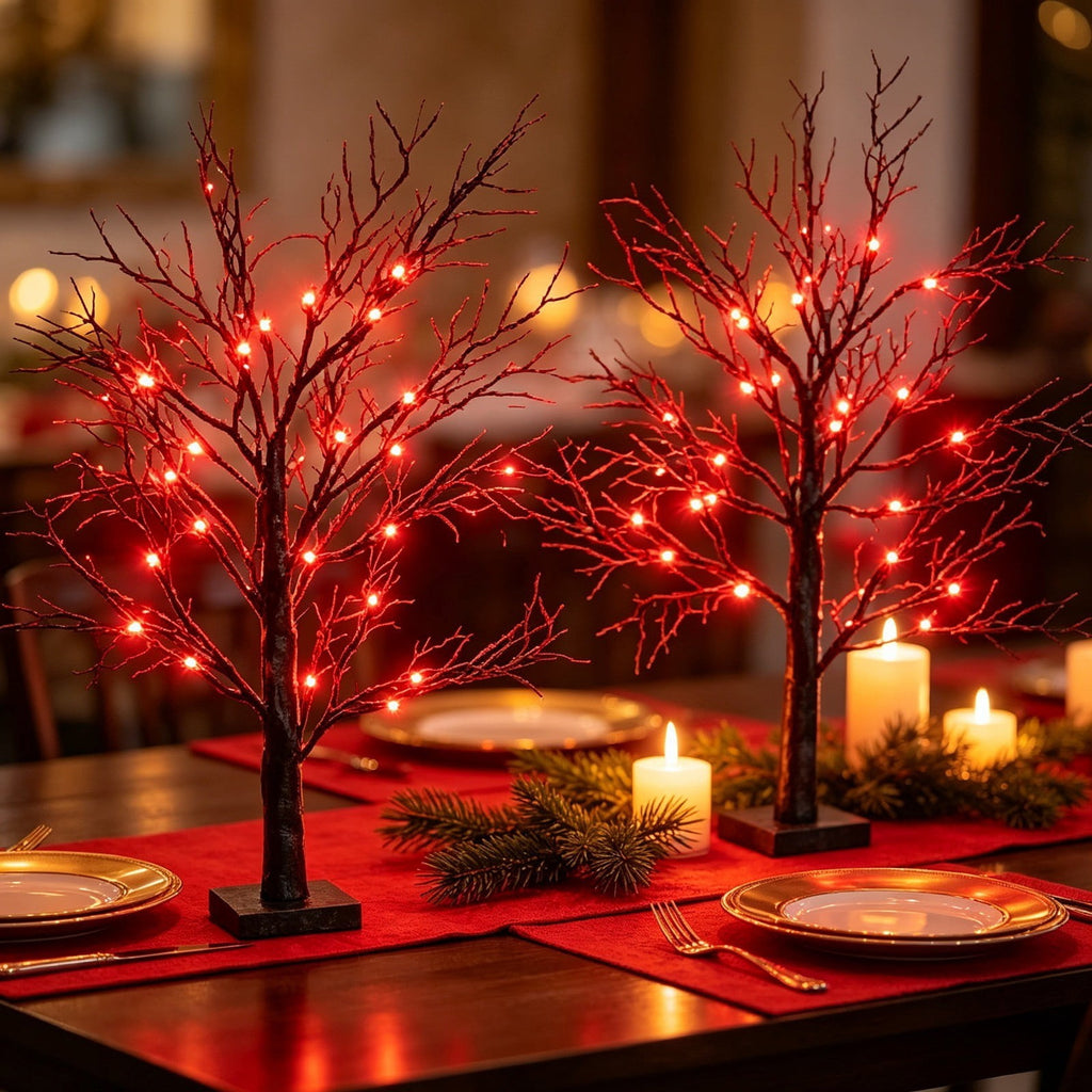 Halloween Tree with LED Lights, USB and Battery Operated Lighted Branch, Pre-Lit Artificial Fall Tree for Indoor Halloween Decorations and Home Display